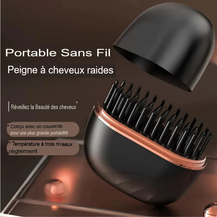 Lisseur Sans Fil Électrique Ionique - Brosse Massante Portable